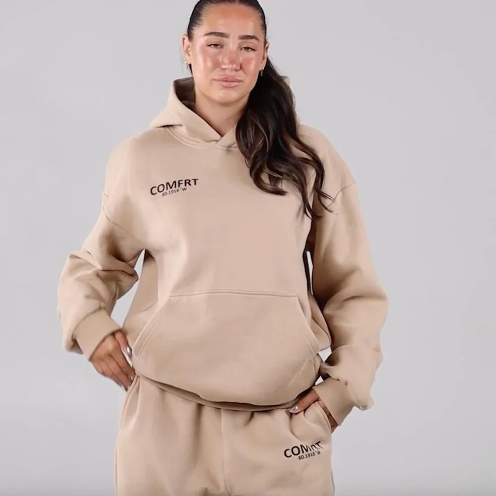 Comfrt Coordinate Hoodie & Sweatpant Set - Sand / Medium - Picture 2 of 7